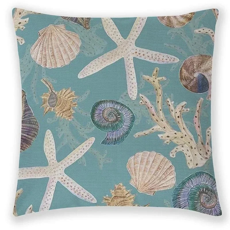 Axyaa Sea Animal Linen Pillow Case 45*45cm Home Decoration