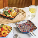 Axyaa Bohemian Ceramic Square Plate for Snacks and Fruits