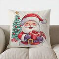 Axyaa Santa and Deer Christmas Cozy Throw Pillow Cover for Sofa, Bedroom, Car