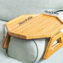 Axyaa Wooden Sofa Armrest Table: Foldable Round Snack Tray for Living Room