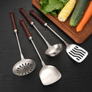 Axyaa Stainless Steel Kitchen Utensil Set - Soup Spoon, Colander, Spatula, Frying Shovel