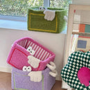 Axyaa Foldable Storage Basket: Cute Baby Diaper Clothes Toys Organizer & Decor