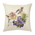 Axyaa Colorful Bird Flower Cushion Cover 45x45cm Linen Pillowcase Office Decoration