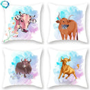 Axyaa Flower Head Cow Print Pillowcase 45x45cm