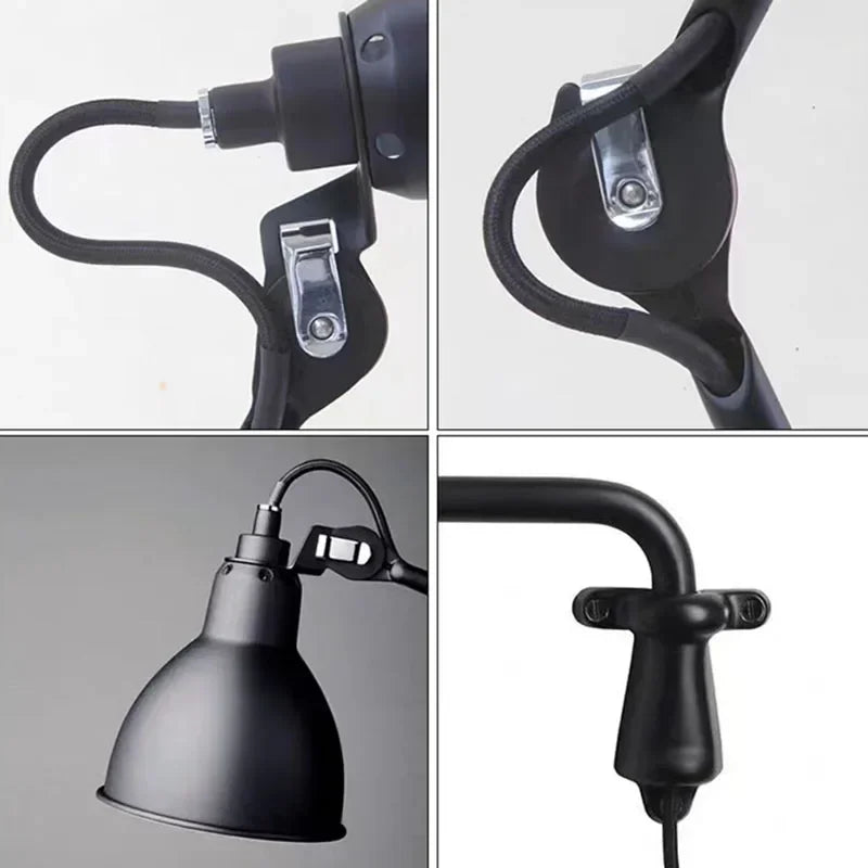 Axyaa Rotatable Long Arm Wall Lamp in Black for Kitchen Office Bedside Reading