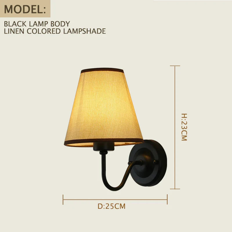 Axyaa Retro Fabric Wall Lamp for Home Decor & LED Lighting