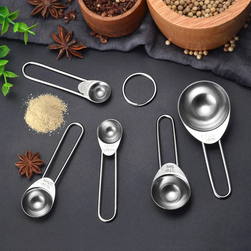Axyaa Stainless Steel Measuring Spoons Set Kitchen Scoops