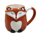 Axyaa Ceramic Fox Coffee Mug with Lid - Couple Animal Decoration Tea Cup