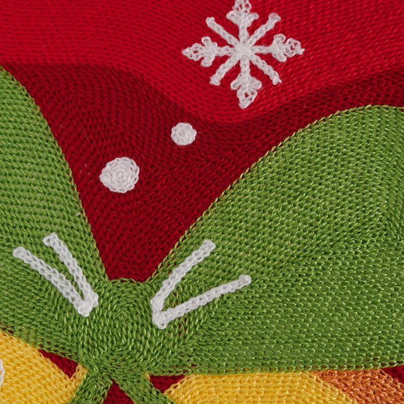 Embroidered Santa Deer Snowflake Pillow Cover 45x45cm for Sofa Bed by Axyaa