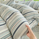 Axyaa Stripe Bedding Set: Single Full Queen King Size Duvet Cover with Pillowcases