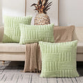 Axyaa Striped Knit Fabric Throw Pillow Covers 18x18 Inch Square Cushion Cases