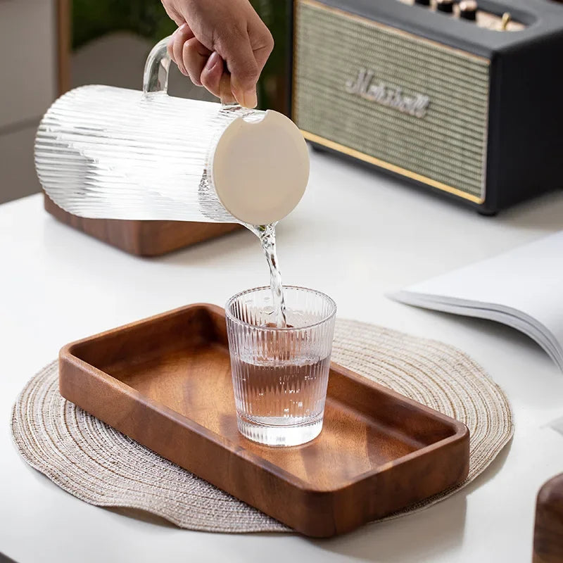 Axya Solid Wood Japanese Style Walnut Tray for Desserts, Tea, and Fruit