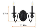 Axyaa Vintage Black Wrought Iron Wall Sconce for Bedroom & Living Room