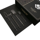 Axyaa 24-Piece Black Stainless Steel Cutlery Set Dishwasher Safe