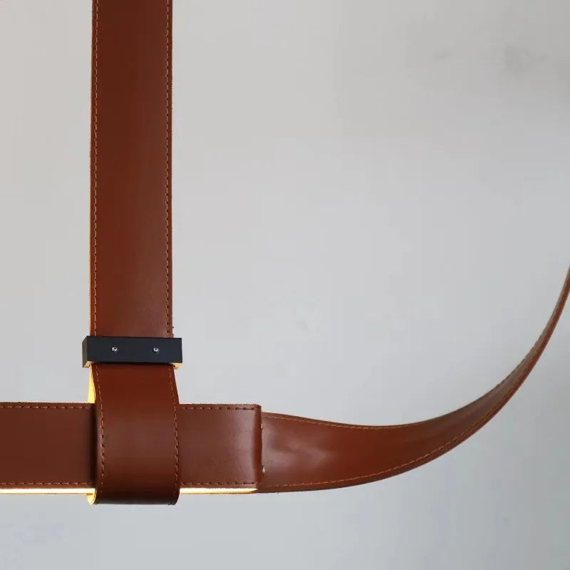 Axya Leather Belt Pendant Light - Minimalist Hanging Lamp for Kitchen, Restaurant & Coffee Art Deco