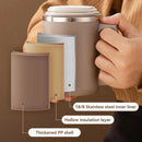 Axyaa Double-layer Stainless Steel Coffee Cup with Spoon & Straw