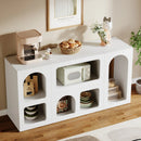 Axyaa 59" White Modern Console Table with 6 Compartments
