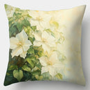 White Floral Pillow Covers, 45x45cm, Contemporary Polyester, Zip Closure by Axyaa