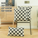Axyaa Checkerboard Plaid Knit Plush Pillow Cover for Car Sofa, 45*45cm, 50*50cm