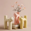Axyaa Cathead Tube Vase: Cute Cat Design for Flower Arrangement and Home Decoration