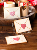 Wooden Envelope Ornaments with Pink Hearts by Axyaa: Valentine's & Wedding Decor