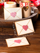 Wooden Envelope Ornaments with Pink Hearts by Axyaa: Valentine's & Wedding Decor