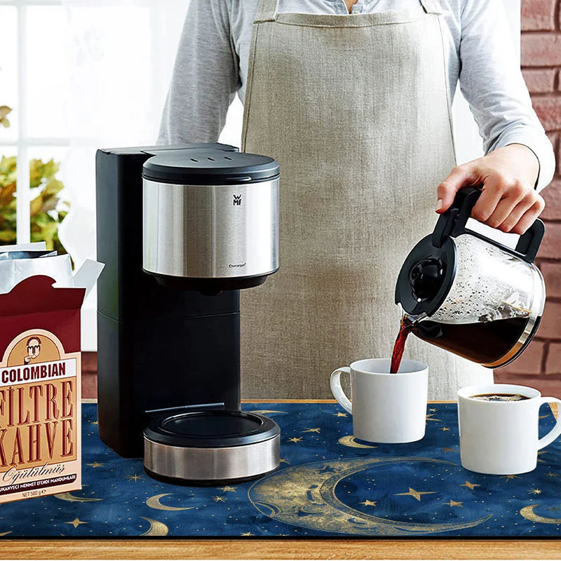 Axyaa Diatom Kitchen Drain Pads: Absorbent, Stars and Moons, Coffee Machine Mat