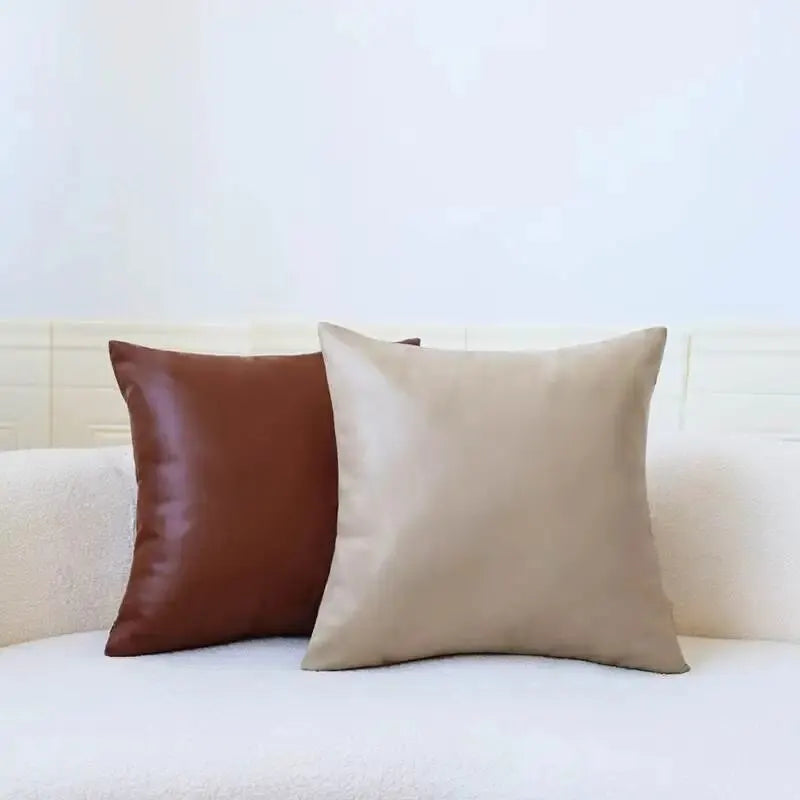 Axyaa Nordic PU Leather Cushion Cover - 18x18inch Decorative Pillowcase