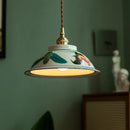 Axyaa Ceramic LED Pendant Lamp Vintage Retro Hanging Lights Gold Brass Finish