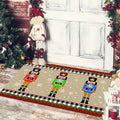 Axyaa Christmas Welcome Mat with Santa Snowman Car Print