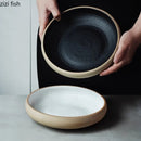 Axyaa Japanese Style Soup Salad Sashimi Plate Set Kitchen Tableware Pottery