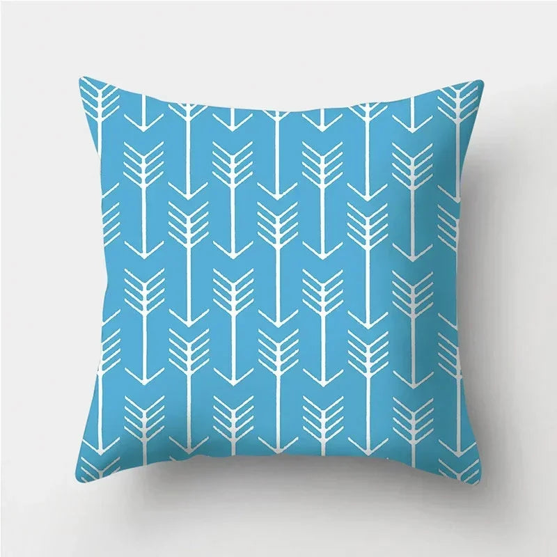 Axyaa Blue Geometric Pattern Cushion Cover for Living Room Sofa Decoration