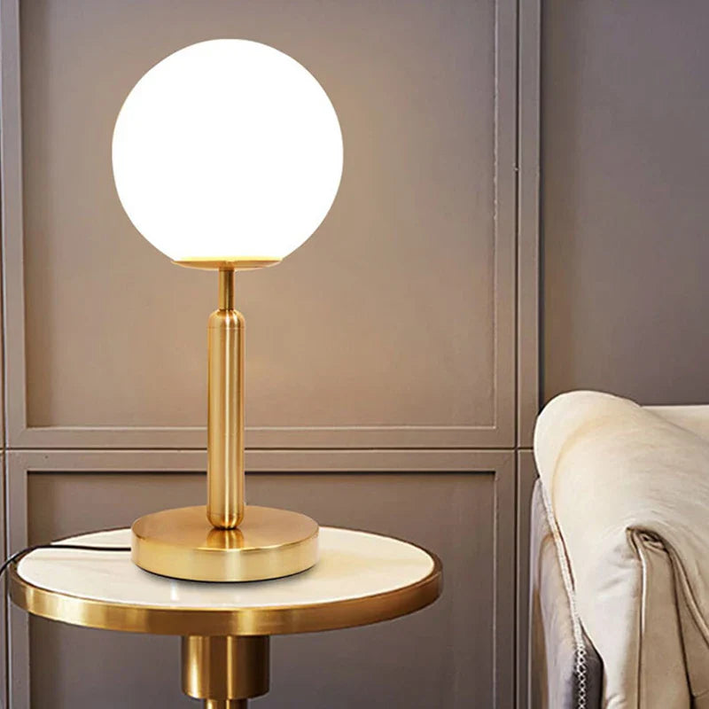 Axya LED Glass Ball Brass Table Lamp: Luxury Home Decor for Living Room Bedroom Office Study