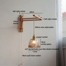 Axyaa Vintage LED Wall Lamp Amber Glass Wood Wabi Sabi Arandela