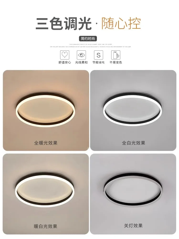 Axyaa Circle LED Ceiling Light - Dimmable Modern Minimalist Nordic Bedroom Chandelier