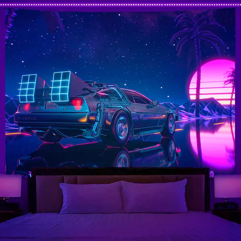 Axyaa Dream City Racing Tapestry - Bedroom Aesthetic Decor and Background Cloth