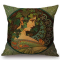Axyaa Mucha Art Nouveau Cushion Cover Linen Pillowcase Gallery Home Decor