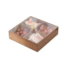 Axyaa Bamboo Chinese Style Dried Fruit Snack Tray with Lid - Four Squares Storage Box
