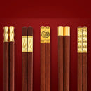 Axyaa Red Sandalwood Chopsticks Set - Solid Wood Dining Restaurant Chopsticks
