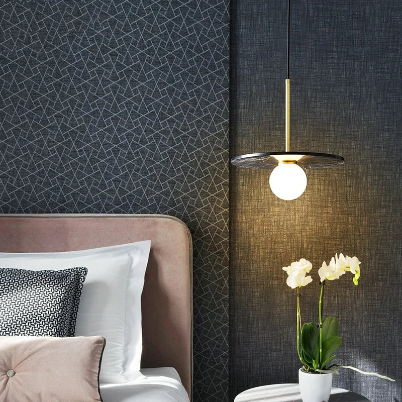 Axyaa Marble Copper LED Pendant Lamp for Modern Interiors