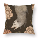 Axyaa Retro Flower Fox Pillowcase in Peach Skin Velvet.