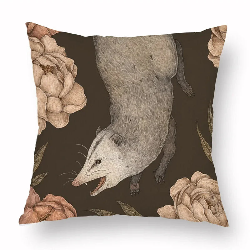 Axyaa Retro Flower Fox Pillowcase in Peach Skin Velvet.