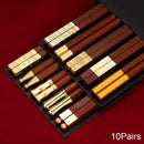 Axyaa Red Wood Chopsticks Set - High Quality Non Slip Sushi Tableware