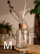 Axyaa Rustic Hanging Glass Vase Rope Net Art Hemp Rope Decor TableView