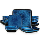 Axyaa Stern Blue Square Dinner Set - 16 Piece Ceramic Tableware Set