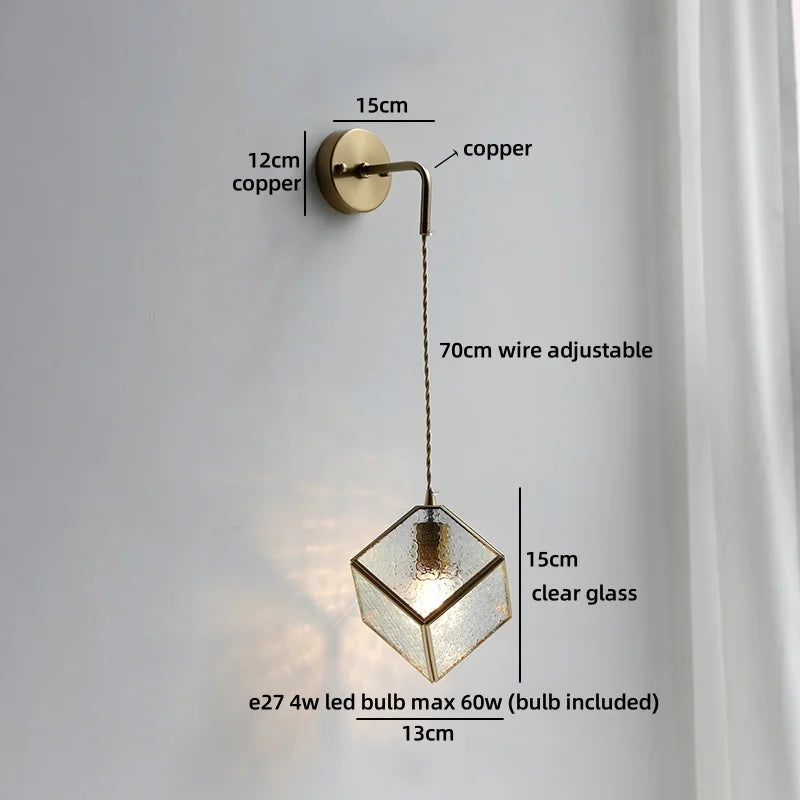 Axyaa Clear Glass LED Wall Lamp Gold Brass Finish Japan Style Home Décor