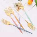 Axyaa 24Pcs Colorful Stainless Steel Gold Flatware Cutlery Set Western Kitchen Tableware