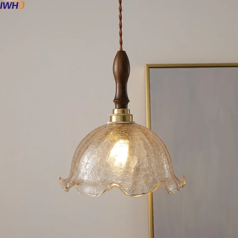 Axyaa Modern LED Copper Glass Pendant Light Chandelier for Living Dining Bar décor