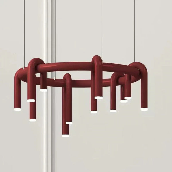 Axyaa Nordic Metal Tube Chandelier: Stylish U-shaped LED Lighting for Living Room, Bedroom & Restaurant