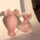 Axyaa Pink Wave Fold Glass Vase Bouquet Flower Terrarium Home Decoration